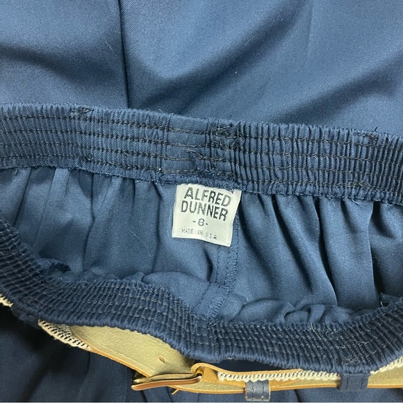 Alfred Dunner Vintage Trousers Size Small Navy Blue High Waisted Belted Pleated - Picture 8 of 8